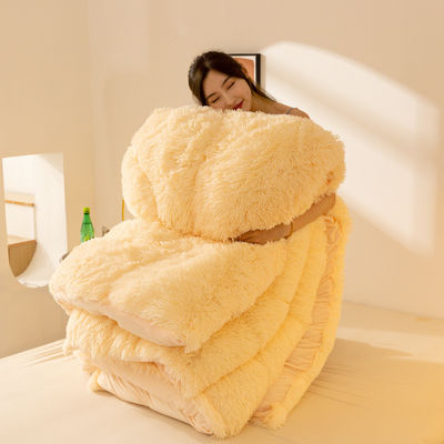All-Season Thickened Winter Quilt with Long Hair Mink Velvet and 100% Polyester Warmth