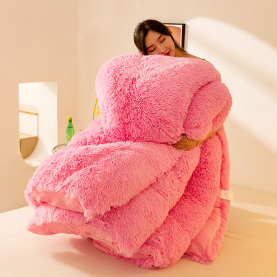All-Season Thickened Winter Quilt with Long Hair Mink Velvet and 100% Polyester Warmth
