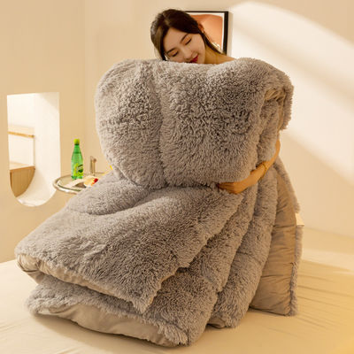 All-Season Thickened Winter Quilt with Long Hair Mink Velvet and 100% Polyester Warmth