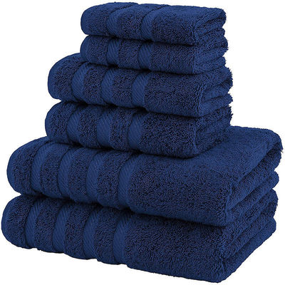Highly Absorbent 6 Pieces 100% Cotton Towel Set Luxury Dobby Border for Bathroom Shower