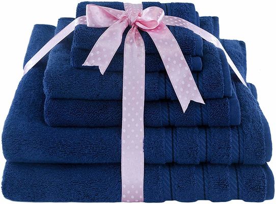 Highly Absorbent 6 Pieces 100% Cotton Towel Set Luxury Dobby Border for Bathroom Shower