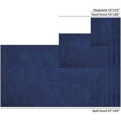 Highly Absorbent 6 Pieces 100% Cotton Towel Set Luxury Dobby Border for Bathroom Shower