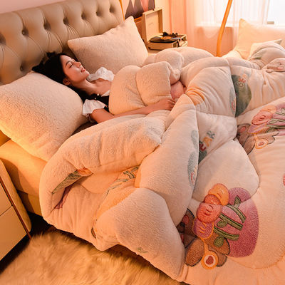Stay Warm and Luxurious with Our Ready Stock Velvet Embroidered Heavy Quilt