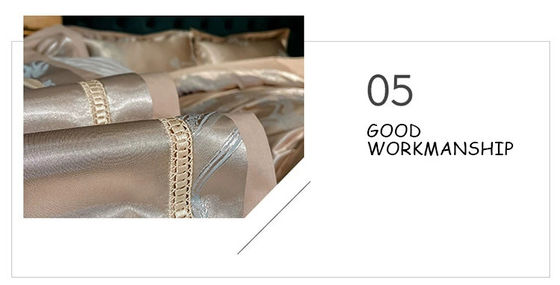 Wedding Jacquard Printed Luxury King Size Silk Satin Bed Set for Sustainable Comfort