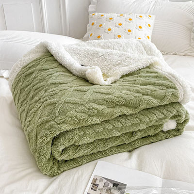 Simple Style Polar Fleece Blanket Double Sided Lamb Cashmere Plaid for Winter Nights