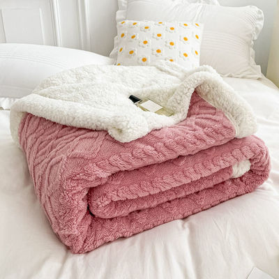 Simple Style Polar Fleece Blanket Double Sided Lamb Cashmere Plaid for Winter Nights