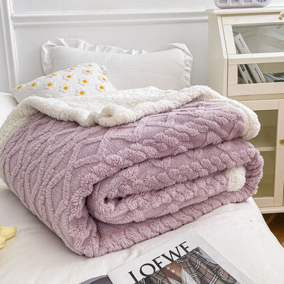 Simple Style Polar Fleece Blanket Double Sided Lamb Cashmere Plaid for Winter Nights