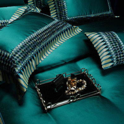 Light Luxury Green Silk Cotton Quilt Cover Lace Comforter Set Exquisite Craftsmanship