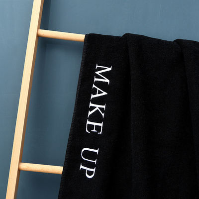 Embroidery Pattern Customization 100% Cotton Bath Towel Sets in Black Color with Logo