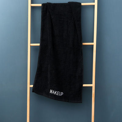 Embroidery Pattern Customization 100% Cotton Bath Towel Sets in Black Color with Logo