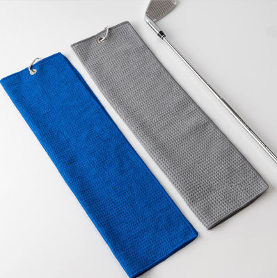 Microfiber All-Season Golf Ball Towel Custom Logo Waffle Golf Towel With Grommet And Ho