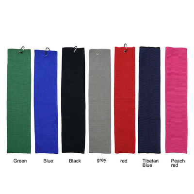 Microfiber All-Season Golf Ball Towel Custom Logo Waffle Golf Towel With Grommet And Ho