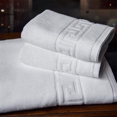 Comfort Hotel Luxury Jacquard White Bath Towel Set 100% Cotton Large Beach Towel for OEM