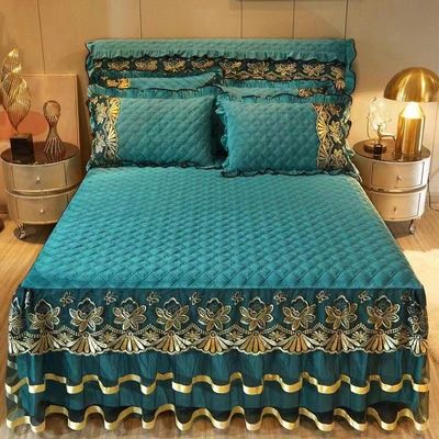 4 Piece Flat Sheet Pillowcase Bedspread Luxury Embroidered Bedding Set for Hotel
