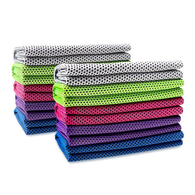 Logo Red Microfiber Sports Gym Instant Cooling Towel 30*100cm or Custom Size Red Color