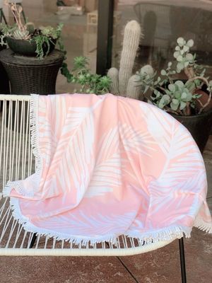 Turkish Cotton Round Beach Towel in Customized Color and Size with Personalized Print
