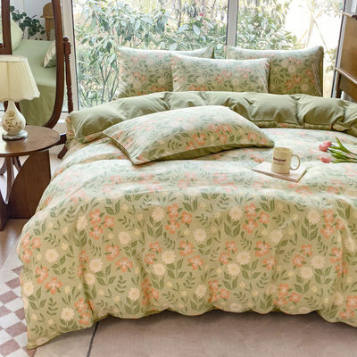 Comfortable Washed Cotton Double Layer Yarn Quilt Cover Bed Sheet Set for 2.0m Bed