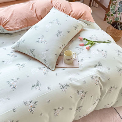 Comfortable Washed Cotton Double Layer Yarn Quilt Cover Bed Sheet Set for 2.0m Bed