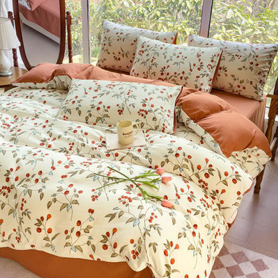 Comfortable Washed Cotton Double Layer Yarn Quilt Cover Bed Sheet Set for 2.0m Bed