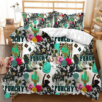 Personalized Sunflower Leopard Print Duvet Sheet Cover Set for Non-Disposable Bedding