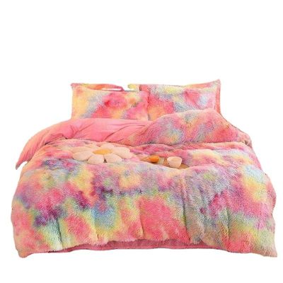 Fluffy Plush Faux Fur Velvet Shaggy Queen King Size Duvet Cover Bedding Set Customized