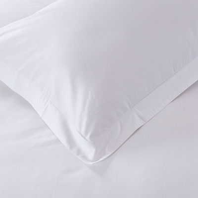 300TC Satin White King Size Hotel Duvet Quilt Cover Flat Sheet Set with Solid Pattern