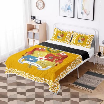 Polynesian Tribal Quilt Bedding Set Red Tonga Design Comforter with Cotton Filling