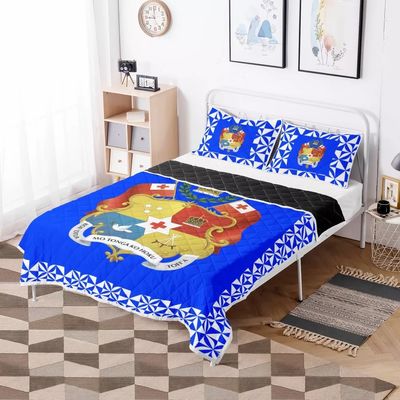 Polynesian Tribal Quilt Bedding Set Red Tonga Design Comforter with Cotton Filling