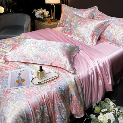 Diagonal Printing Mulberry Silk Fitted Sheet Set for 100% Silk Bedding in Market