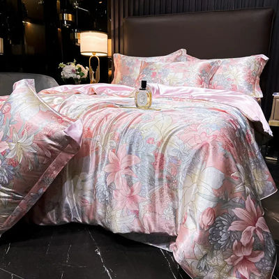 Diagonal Printing Mulberry Silk Fitted Sheet Set for 100% Silk Bedding in Market