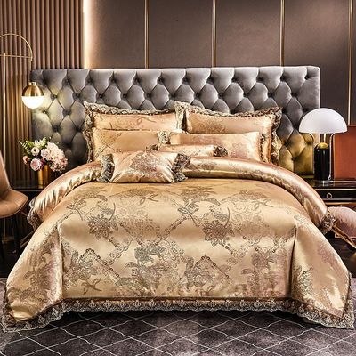 Luxurious European Style Satin Jacquard Lace Modal Fiber Four-piece Bedding Set Sheet Set