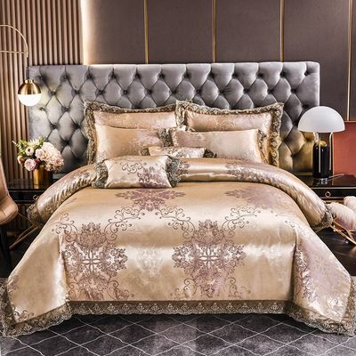 Luxurious European Style Satin Jacquard Lace Modal Fiber Four-piece Bedding Set Sheet Set
