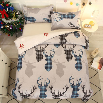 Custom Fabric Density Winter Festive Bedding Comforter Sets for Home Christmas 4pc Set
