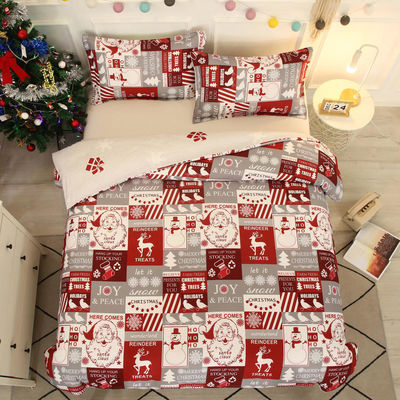 Custom Fabric Density Winter Festive Bedding Comforter Sets for Home Christmas 4pc Set