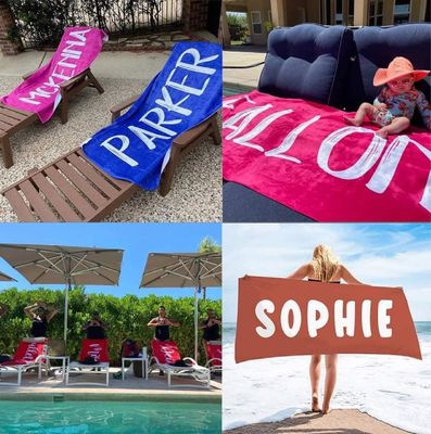 Antimicrobial Personalized Name Beach Towel Perfect for Outside Birthday Vacation Gift