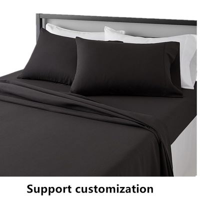 Washable Super Soft Microfiber 4 Piece Bed Sheet Set with Deep Pockets Queen Black Solid