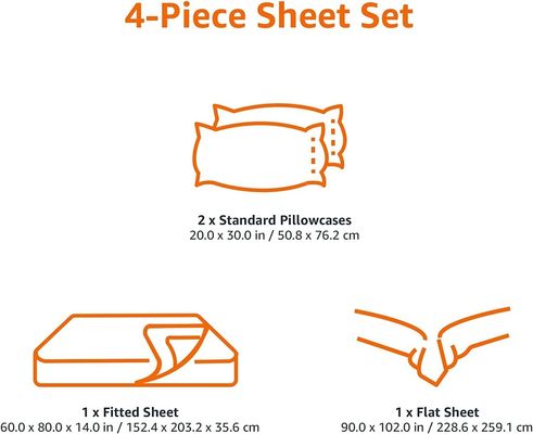 Sustainable Bedding Set Plain Craft Pillowcase Bed Sheet with Fitted Sheet and Bed Cover