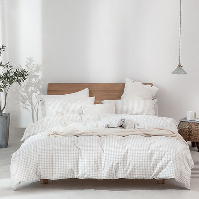 100% Washed Cotton Bedding Set Soft Hand Feel Breathable and Durable Linen Like Texture