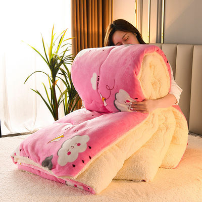100% Polyester All-Season Customized Warm Lamb Fleece Quilt Comforter Bedding Set