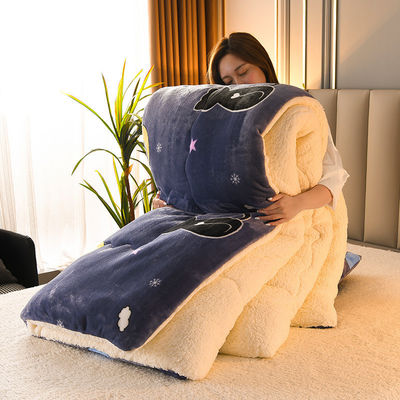 Customized Size Bedding Set Thickened Warm Lamb Fleece Quilt with 100% Polyester Fabric