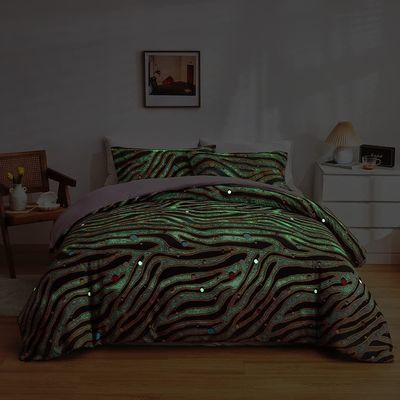 White Floral Bedding Sets for Kids Boys Girls Twin 2 PCs Glow in The Dark Duvet Cover